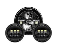 SAMWDK Phare Avant Phare Moto À LED 7 Pouces Pour Electra Pour Glide Pour Softail Pour Fat Pour Boy Pour Touring Avec Feux Antibrouillard 4,5 Pouces(7inch and 4.5 inch B)