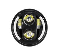 SAMWDK Phare Avant Pour Sportster 1200 883 Pour Street Pour Softail Pour Dyna 5-3/4" Projecteur Phare Rond 5,75 Pouces Noir Halo Angel Eyes LED(BLACK B)