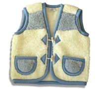 SamWo Chauffe-reins, gilet en pure laine de mouton pour enfants, VANEZZA Parure de lit Produit naturel, pour les enfants de 4-6 ans We/BL