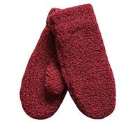 SamWo, Moufles/gants en 100 % laine mérinos, bien chauds, rouge bordeaux, X-Small