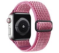 SAMYERLEN Compatible avec les bracelets extensibles Apple Watch 38 mm, 40 mm, 41 mm, 42 mm, 44 mm, 45 mm, 49 mm pour hommes, femmes et enfants, bracelet élastique réglable en nylon tressé pour iWatch séries 8 7 6 5 4 3 2 1 SE Ultra (rose vif)