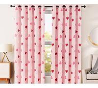 SAMYRA Lot de 2 Rideaux occultants à Motif cœur Rose filtrant la lumière - Panneaux de fenêtre de Luxe - 160 x 213,4 cm par Panneau - pour Salon, Chambre à Coucher, Chambre d'enfant et Fille - Très