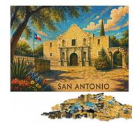 San Antonio Mission Puzzle Image Bois, À Thème, 1000 pièces | Le montage en commençant par les bords: un loisir concentré autour de la table à la maison.