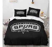 San Antonio Spurs 3D Imprimé Housse De Couette Et Taies D'oreiller Parure De Lit 3 Pièces,NBA Team Logo Housses De Couettes Microfibre Avec Fermeture Éclair Pour Adultes Et Enfants King（220x240cm）