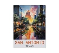 San Antonio Texas Affiches de Voyage Vintage，Puzzle en Papier 1000 Pièce Classique Adultes Puzzles Enfants Apprentissage Assembler des Jouets（50x70cm）-N69