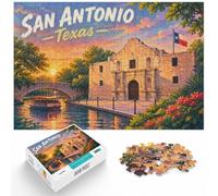 San Antonio Texas Mosaic Art Puzzle 1000pcs (38x26cm) pour Passionnés | Pour les vacances de Noël : Puzzle 1000 pièces adulte ; pour partager un moment calme pendant les fêtes.