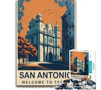 San Antonio Texas Puzzle en Bois 500 pièces, Passe-Temps Adulte | Une activité sans écran autour de la table - moins de temps devant les écrans le w nd.