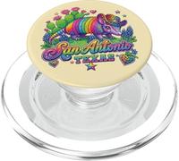 San Antonio Texas Rainbow Armadillo Cowboy Souvenir des années 80 PopSockets PopGrip pour MagSafe
