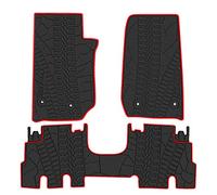 San Auto Tapis de Sol de Voiture pour Jeep Wrangler Sahara Rubicon JK 4 Portes 2014 2015 2016 2017 2018 Ensemble Complet de 4 pièces sur Mesure en Caoutchouc Noir Rouge Tapis de Plancher de Voiture