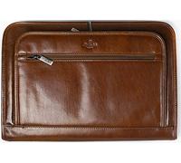 San Babila - Porte-documents A4 à fermeture Éclair - pour conférence/à porter sous le bras - cuir pleine fleur - Cognac