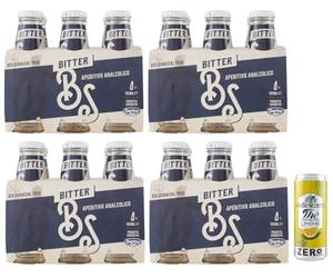 San Benedetto Lot de 24 bouteilles jetables en verre blanc amer, apéritif italien sans alcool, 10 cl + 1 boîte de thé glacé au citron sans sucre 330 ml