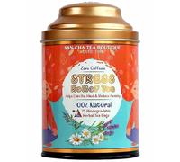 SAN-CHA Tea Boutique Stress Relief - Thé sans caféine - 25 sachets de thé pyramide - Infusion d'herbes - Fleurs de camomille - Fleurs de lavande - Mélange de thé à la menthe - 1 pièce
