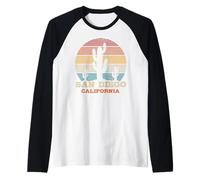 San Diego California Cactus Vintage Rétro Cadeau Souvenir Manche Raglan
