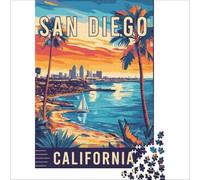 San Diego in California Puzzle 1000 pièces | puzzle pour couples une activité de soirée douillette à faire à deux avec de la musique et une bonne conversation38x52cm