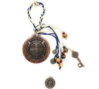 San Francis imports Porte-porte catholique de Saint Benoît avec médailles de protection contre le mal de Saint Benoît, perles en bois et crucifix, avec xtra large, 38,1 cm - Fabriqué en Italie