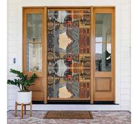 San Francisco Bannière de porte festive avec corde, couverture de porte réutilisable pour Halloween, Noël, décoration extérieure en polyester