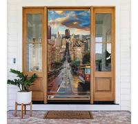 San Francisco Bannière de porte imprimée - Décoration élégante à suspendre - Design facile à installer pour porte d'entrée, porche, mur, fournitures de fête, jardin - 90 x 185 cm