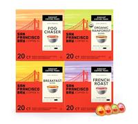 SAN Francisco Bay Baie de San Francisco OneCup Variety Pack (80 Count) Unique Servir Café Torréfaction française - Brouillard Chaser - Rainforest -Tasse Unique Servir Dosettes de café