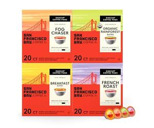 SAN Francisco Bay Baie de San Francisco OneCup Variety Pack (80 Count) Unique Servir Café Torréfaction française - Brouillard Chaser - Rainforest -Tasse Unique Servir Dosettes de café