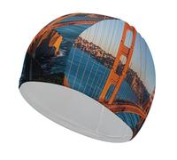 San Francisco Bay Bridge Bonnet de bain confortable pour réduire la traînée et protéger les cheveux Durable Doux Élastique Garde la coiffure inchangée pour homme et femme