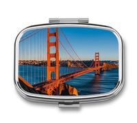 San Francisco Bay Bridge Pilulier à 2 compartiments pour sac à main ou poche Mini pilulier en métal pour médicaments quotidiens pour contenir des vitamines, de l'huile de poisson