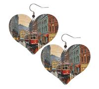 San Francisco Boucles d'oreilles élégantes en cuir en forme de cœur Accessoires tendance et uniques pour un usage quotidien, taille unique
