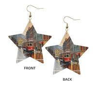 San Francisco Boucles d'oreilles élégantes en cuir Motif étoile Accessoires tendance et uniques pour un usage quotidien, taille unique