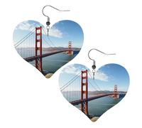 San Francisco Boucles d'oreilles pendantes en cuir pour femme avec motif pont Golden Gate