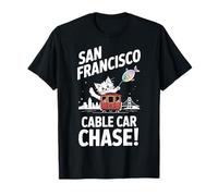 San Francisco Cable Car Chase Ballon Amusant Chat Poisson T-Shirt