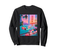 San Francisco Calico Cat GoldenGate Bridge Œuvre d'art rétro Sweatshirt