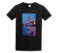 San Francisco California Golden Gate Bridge at Night Unisex 100% Cotton Short-Sleeve T-Shirts Black L