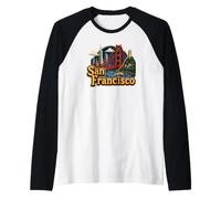 San Francisco Californie USA Cable Car Pont Suspendu Graphique Manche Raglan