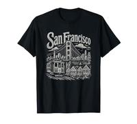 San Francisco Californie USA Cable Car Pont Suspendu Graphique T-Shirt