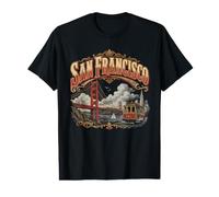 San Francisco Californie USA Cable Car Pont Suspendu Graphique T-Shirt Graphique avec Valeur
