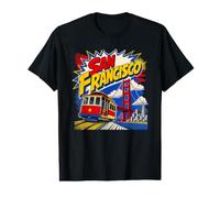 San Francisco Californie USA Cable Car Pont Suspendu Graphique T-Shirt Graphique avec Valeur