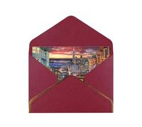 San Francisco Cartes de vœux personnalisées avec finition nacrée avec enveloppes - Cinq couleurs élégantes, cartes vierges à bords dorés, adaptées à toutes les occasions