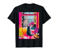 San Francisco Cat Window Vue sur la Ville Art T-Shirt