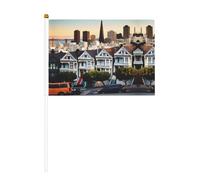 San Francisco Drapeau double face à manivelle 14 x 20,8 cm, utilisé pour la décoration de fête de vacances, les compétitions