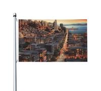 San Francisco Drapeau double face pour décoration de cour 91 x 152 cm avec œillets pour printemps, été, automne, hiver