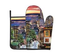San Francisco Ensemble de gants de cuisine imperméables et résistants à la chaleur et aux brûlures pour four à micro-ondes, cuisine, barbecue en plein air