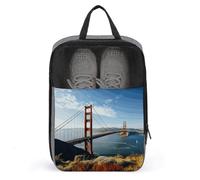 San Francisco Golden Gate Bridge Sac à chaussures avec fermeture éclair, sacs de rangement avec poignée et portable, pochette à chaussures résistante à l'eau, essentiels de voyage