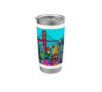 San Francisco Golden Gate & Cable Car Art coloré Gobelet isotherme en acier inoxydable double paroi