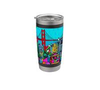 San Francisco Golden Gate & Cable Car Art coloré Gobelet isotherme en acier inoxydable double paroi