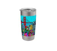 San Francisco Golden Gate & Cable Car Art coloré Gobelet isotherme en acier inoxydable double paroi
