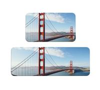 San Francisco Lot de 2 tapis de cuisine antidérapants et rembourrés, absorbants et lavables pour évier à linge, 43 x 75 cm + 43 x 120 cm