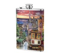 San Francisco Petite flasque en acier inoxydable antirouille et étanche avec toucher délicat et doux, scellée avec couvercle à vis et durable, et enveloppée de cuir synthétique à l'extérieur. 236,8 g