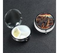 San Francisco Pilulier décoratif à 3 compartiments avec miroir pour sac à main ou poche Petit pilulier rond en métal