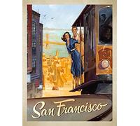 San Francisco Plaque murale vintage rétro en métal de voyage 20,3 x 30,5 cm