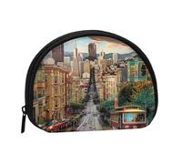 San Francisco Porte-monnaie imprimé pour femme avec fermeture éclair, Noir , Taille unique, Pochette à monnaie