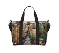 San Francisco Sac de voyage imprimé pour homme et femme, grand sac de sport résistant à l'eau, sac fourre-tout de week-end avec bandoulière, Noir , Taille unique, Sac de voyage